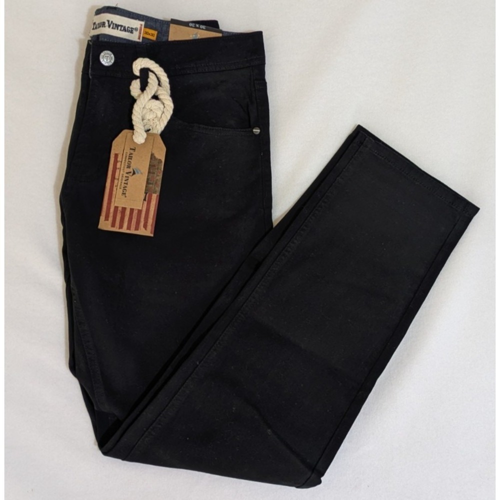 Tailor Vintage Canaan Slim Fit Stretch‎ Cotton Blend Jeans Size 30x30 Black New